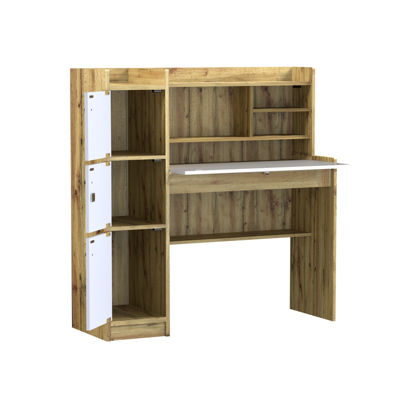 beAAtho Altex Multi-Storage Study & Work Desk | Wotan Oak - Beige