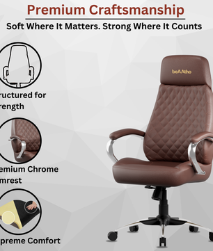 Zen Leatherette Executive Office Chair | High Back Revolving Chair with Integrated Lumbar Support | Ergonomic & Comfortable Seating | 3-Year Warranty | Adjustable Height |