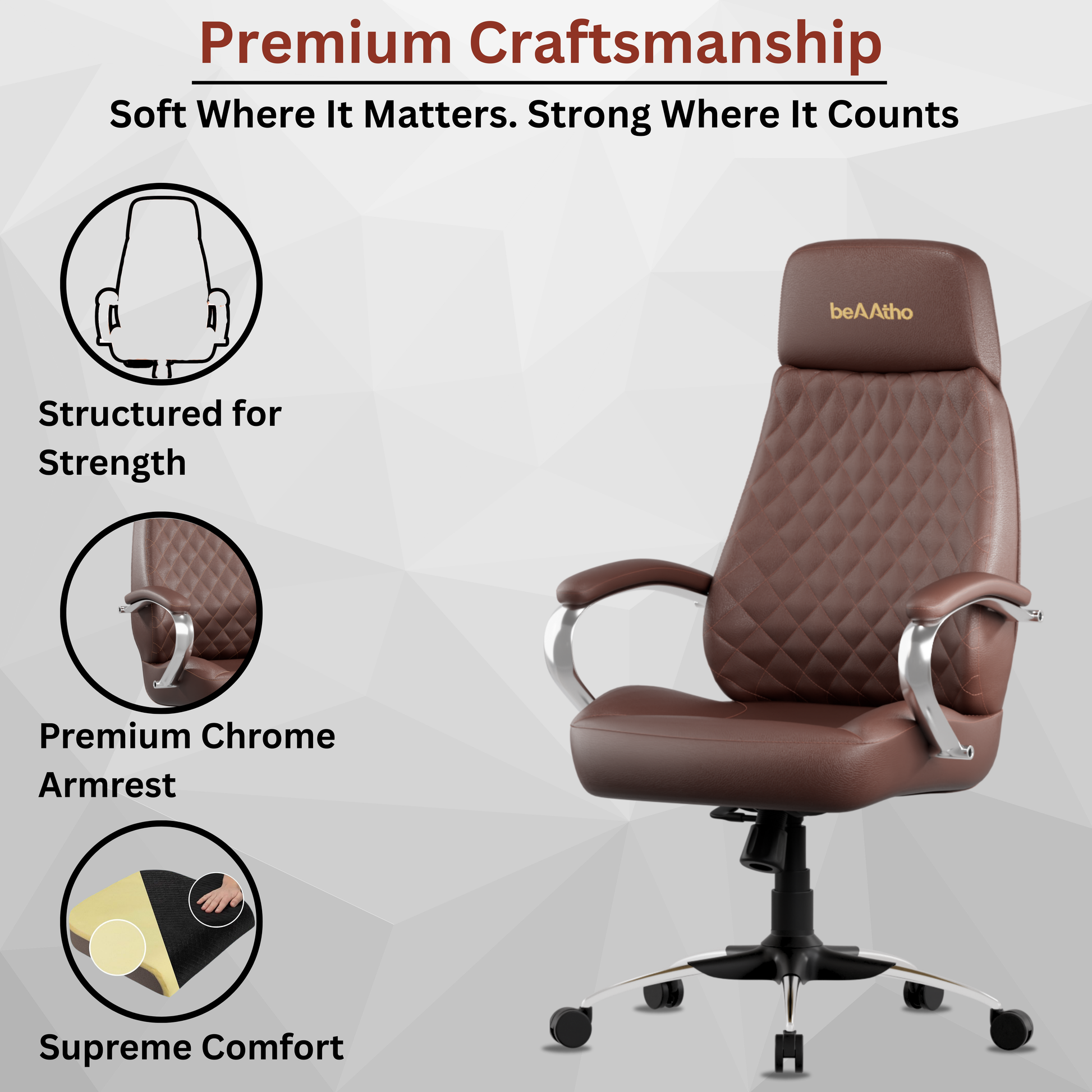 Zen Leatherette Executive Office Chair | High Back Revolving Chair with Integrated Lumbar Support | Ergonomic & Comfortable Seating | 3-Year Warranty | Adjustable Height |