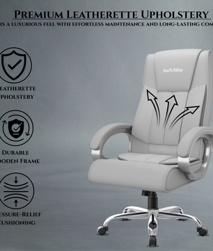 Berlin Orthopedic Boss Chair -3-Year Warranty | Breathable Executive Office Chair | Ergonomic High- Back Chair-Cushioned Seat & Armrests | Metal Base.