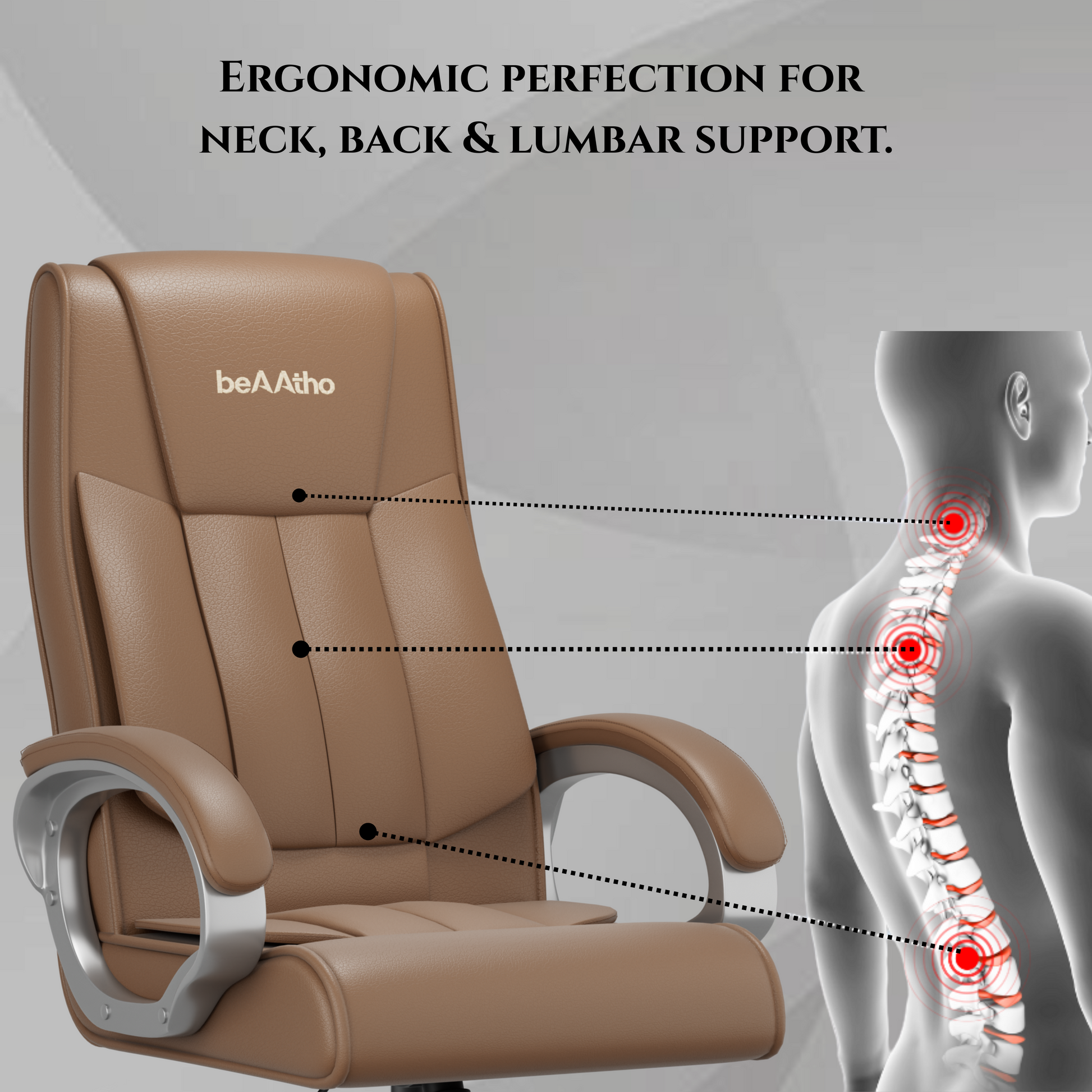 Berlin Orthopedic Boss Chair -3-Year Warranty | Breathable Executive Office Chair | Ergonomic High- Back Chair-Cushioned Seat & Armrests | Metal Base.