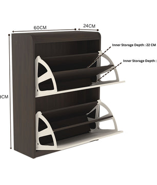 beAAtho® Zento Shoe Cabinet with Tilt-Out Drawers | 2 DOOR | Modern Wooden Shoe Organizer for Home & Office | Durable & Elegant | DIY |