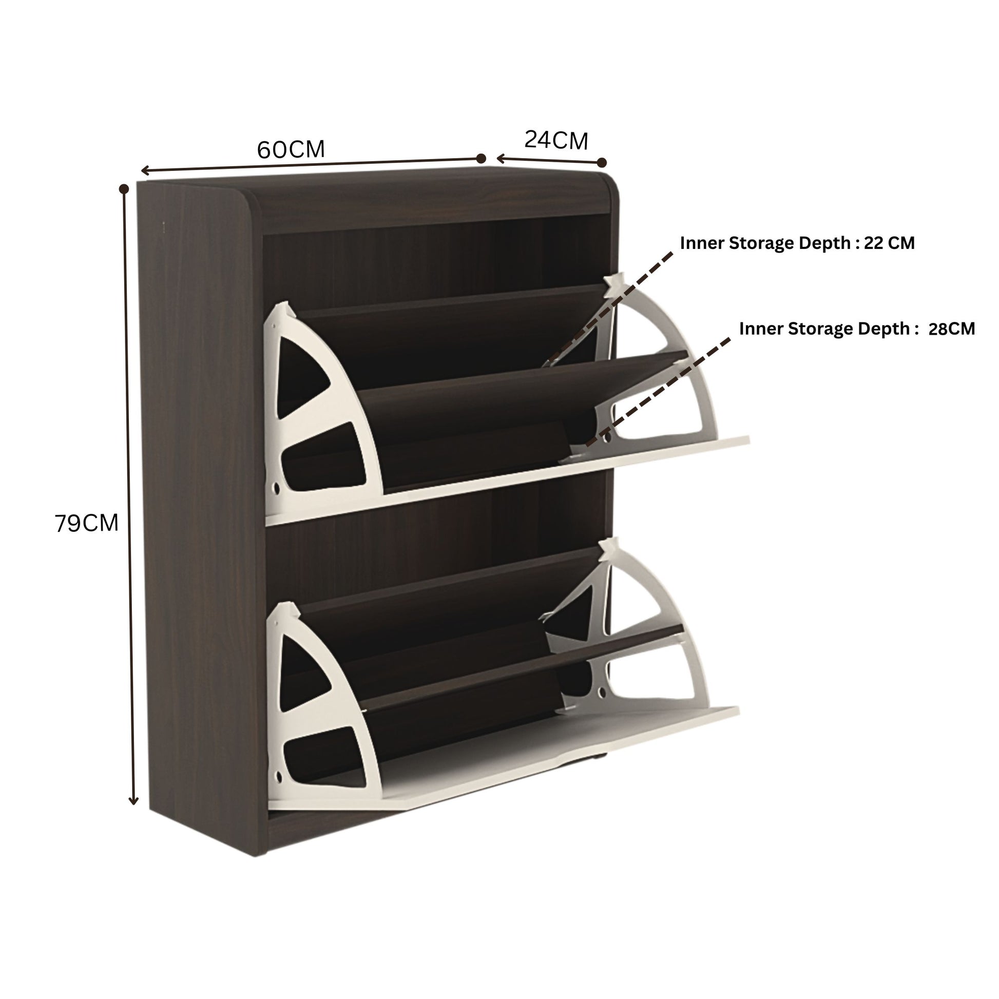 beAAtho® Zento Shoe Cabinet with Tilt-Out Drawers | 2 DOOR | Modern Wooden Shoe Organizer for Home & Office | Durable & Elegant | DIY |