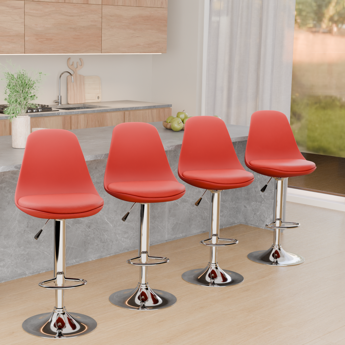 beAAtho Orbit Height Adjustable Bar Stool Chair | 360° Revolving Swivel Bar Chair with Footrest | Modern Kitchen Counter Stool for Home, Cafe & Office