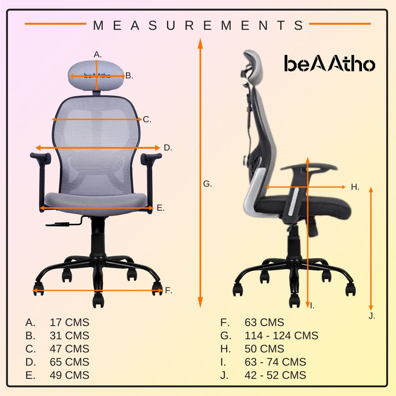 beAAtho® Leo Ergonomically Adjustable Executive High Back Mesh Home & Office Revolving Chair with 3 Years Warranty