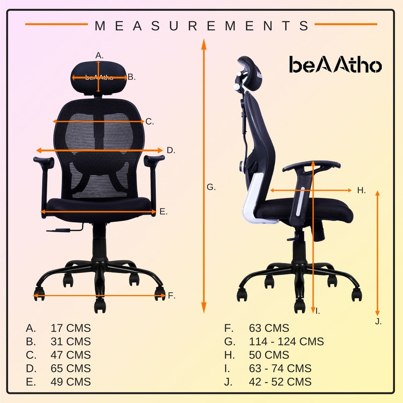 beAAtho® Leo Ergonomically Adjustable Executive High Back Mesh Home & Office Revolving Chair with 3 Years Warranty