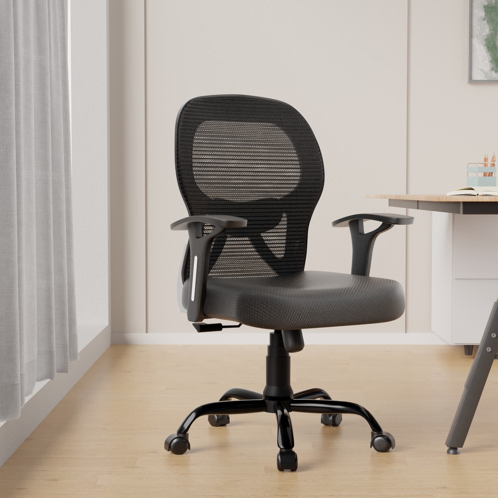 Leo Ergonomically Adjustable Executive High Back Mesh Home & Office Revolving Chair with 3 Years Warranty