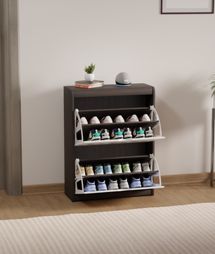 beAAtho® Zento Shoe Cabinet with Tilt-Out Drawers | 2 DOOR | Modern Wooden Shoe Organizer for Home & Office | Durable & Elegant | DIY |