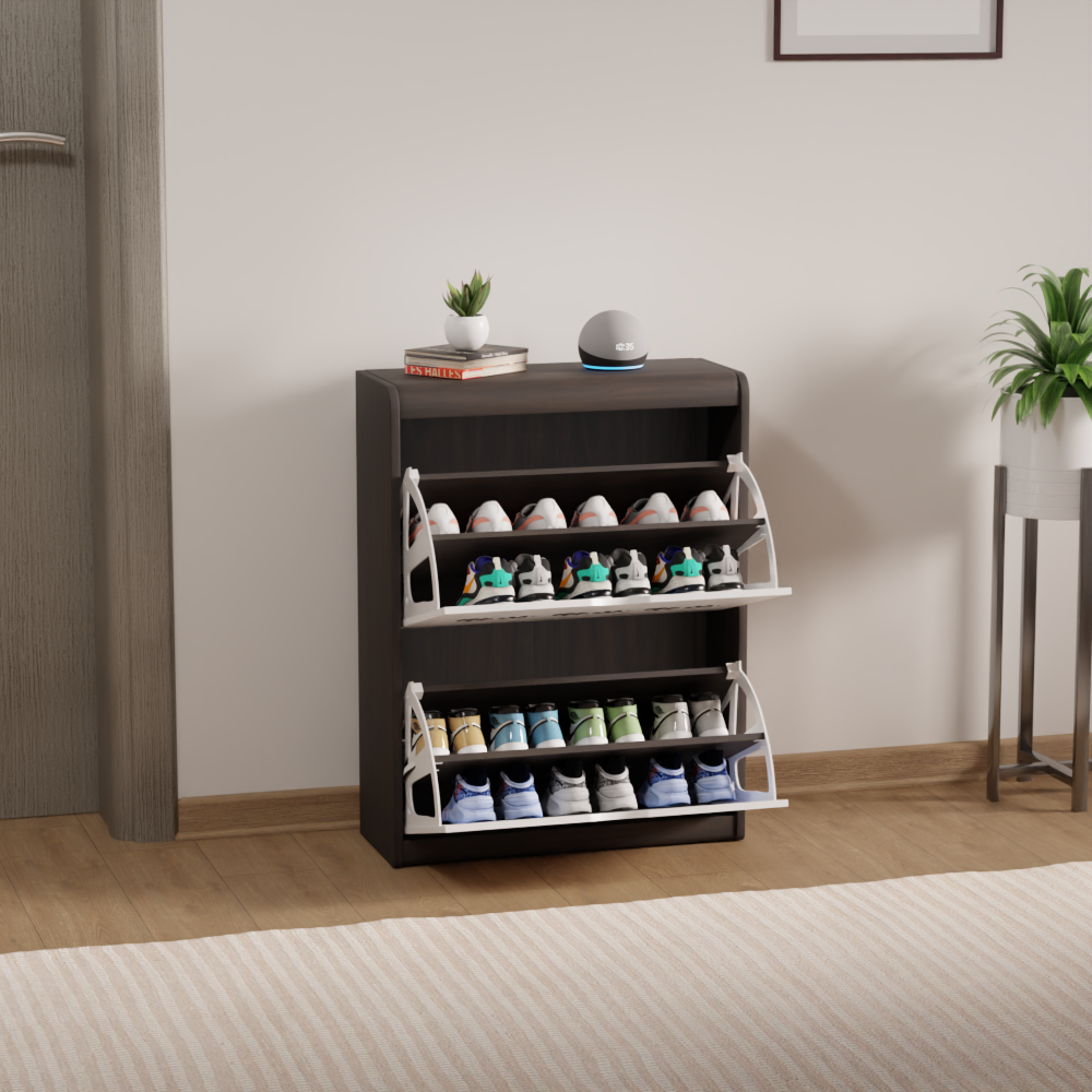 beAAtho® Zento Shoe Cabinet with Tilt-Out Drawers | 2 DOOR | Modern Wooden Shoe Organizer for Home & Office | Durable & Elegant | DIY |
