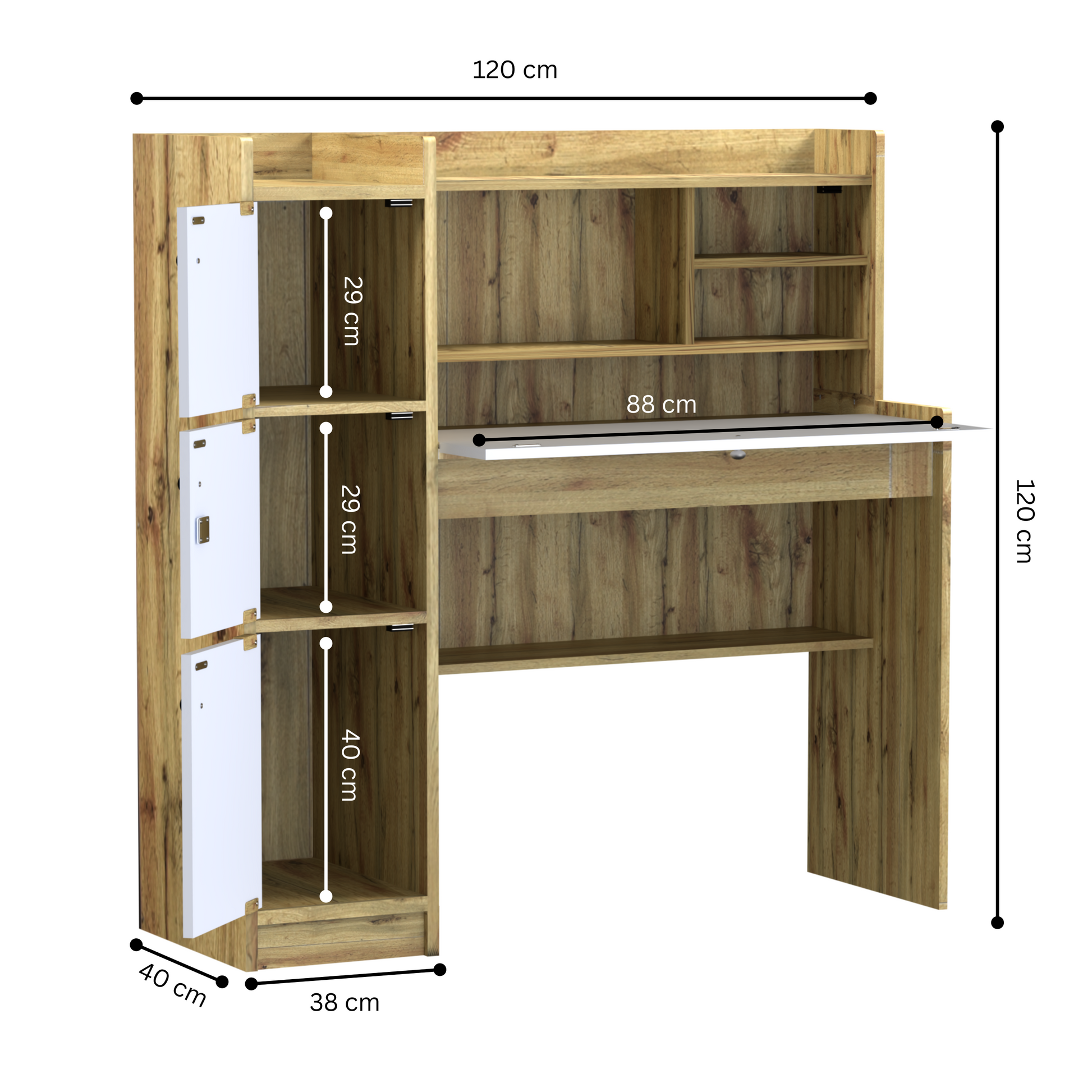 beAAtho Altex Office/Study Desk for Adults, Students, Professionals with 3 cabinets, 3 Shelves, Engineered Wood, Anti-Termite Desk for Office & Work from Home-Wfh (DIY)