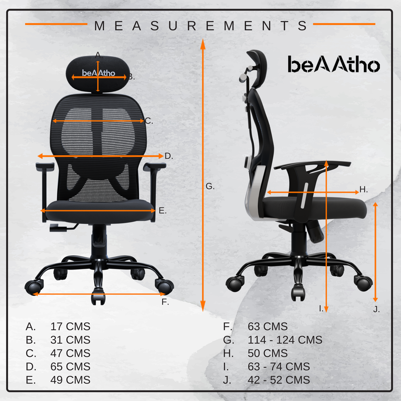 beAAtho® Leo Ergonomically Adjustable Executive High Back Mesh Home & Office Revolving Chair with 3 Years Warranty