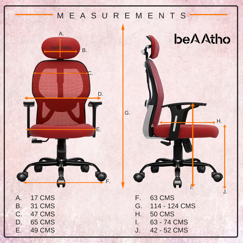 beAAtho® Leo Ergonomically Adjustable Executive High Back Mesh Home & Office Revolving Chair with 3 Years Warranty