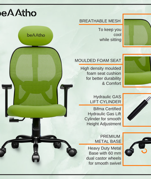 Leo Ergonomically Adjustable Executive High Back Mesh Home & Office Revolving Chair with 3 Years Warranty