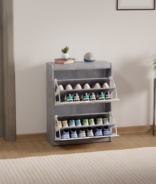 beAAtho® Zento Shoe Cabinet with Tilt-Out Drawers | 2 DOOR | Modern Wooden Shoe Organizer for Home & Office | Durable & Elegant | DIY |