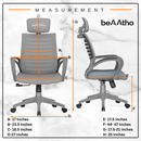 beAAtho Verona Mesh Chair | 3-Year Limited Warranty | Sturdy Nylon base Mesh Revolving Office Chair