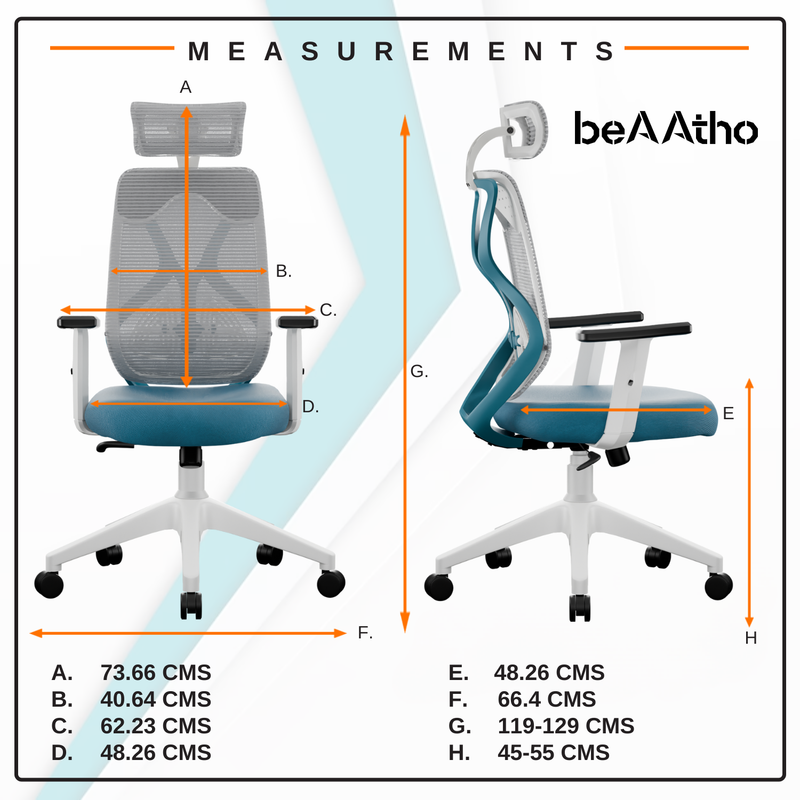 beAAtho Dusk Ergonomic High Back Mesh Office Chair | Adjustable Lumbar Support, Adjustable Armrests,| Home Office Desk Chair, 3 Years Warranty