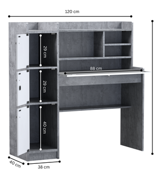 beAAtho Altex Office/Study Desk for Adults, Students, Professionals with 3 cabinets, 3 Shelves, Engineered Wood, Anti-Termite Desk for Office & Work from Home-Wfh (DIY)
