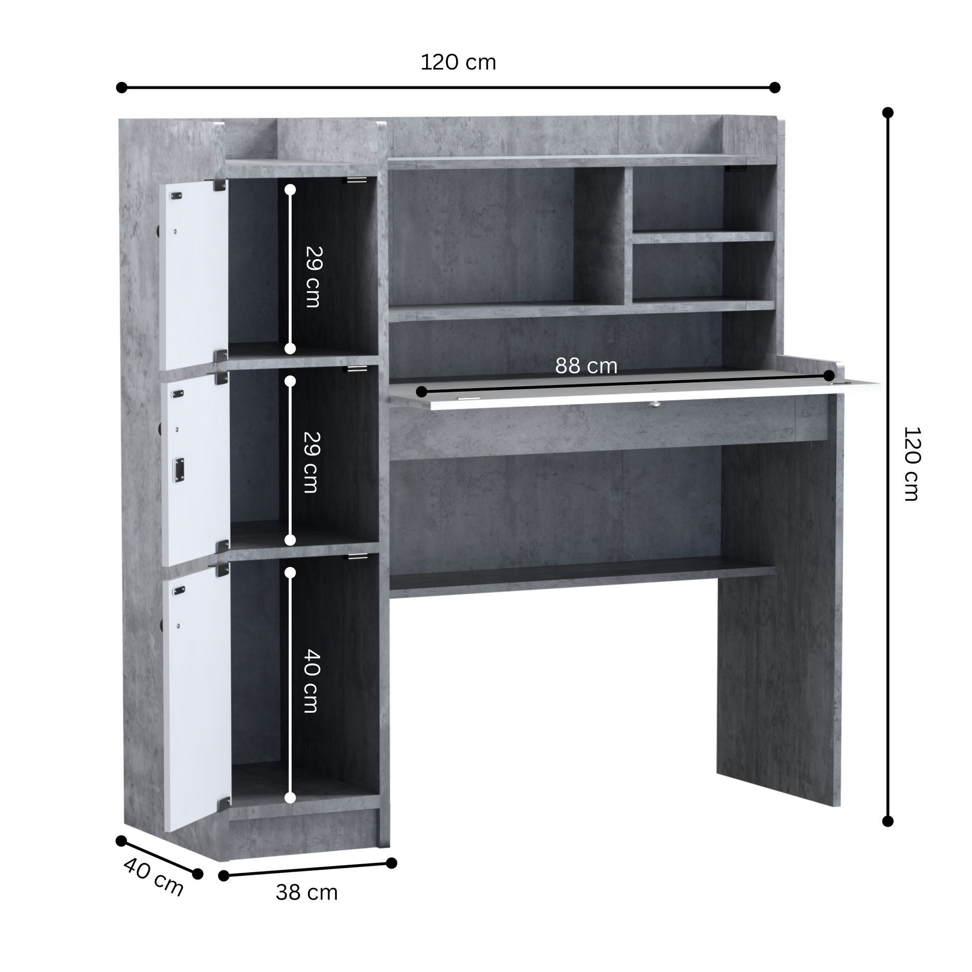 beAAtho Altex Office/Study Desk for Adults, Students, Professionals with 3 cabinets, 3 Shelves, Engineered Wood, Anti-Termite Desk for Office & Work from Home-Wfh (DIY)