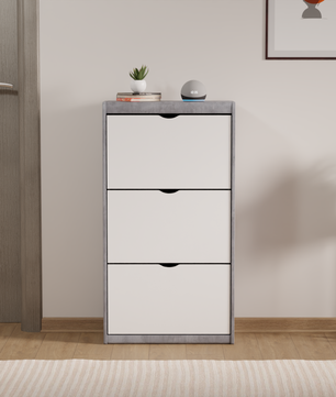 beAAtho® Zento Shoe Cabinet with Tilt-Out Drawers | 3 DOOR | Modern Wooden Shoe Organizer for Home & Office | Durable & Elegant | DIY |