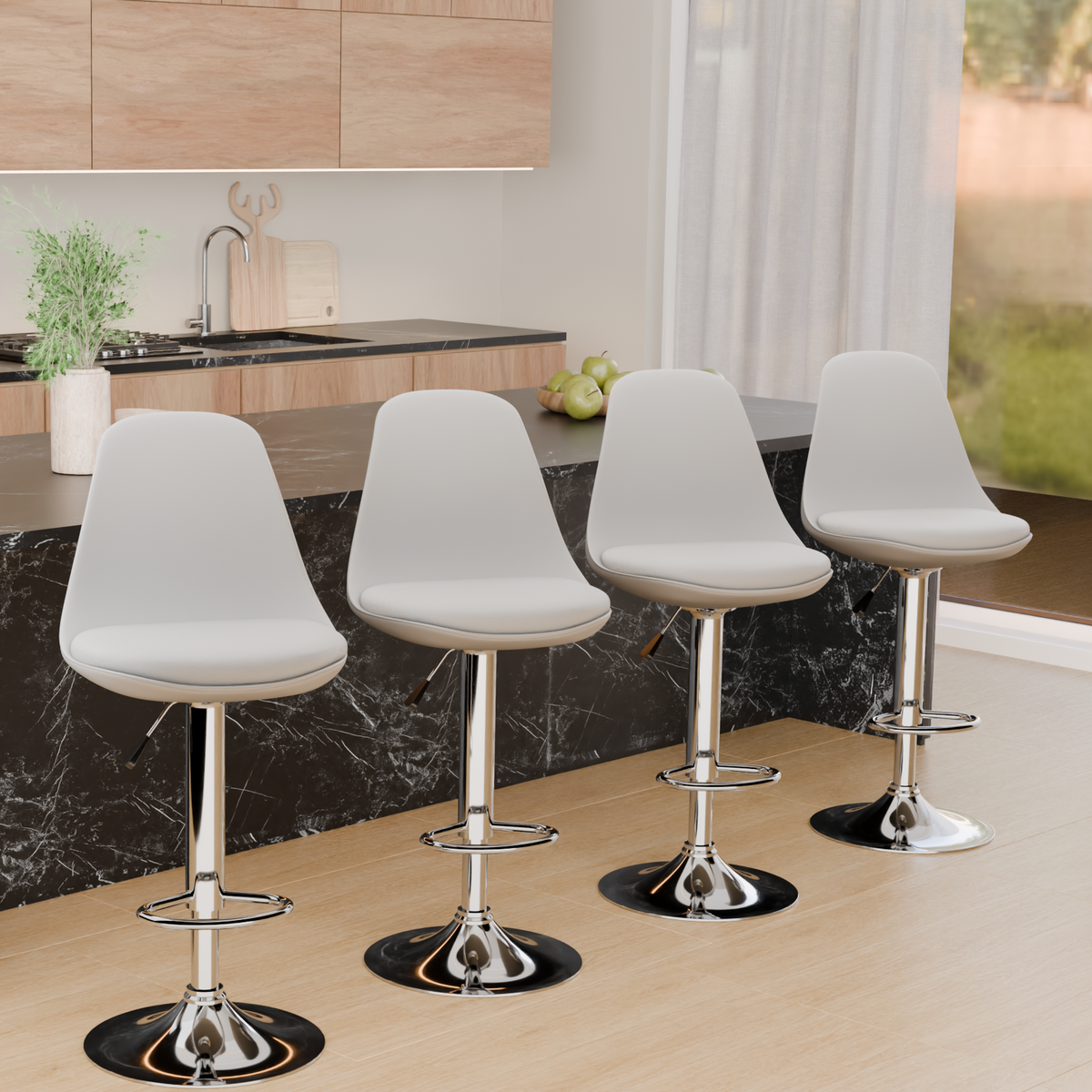 beAAtho Orbit Height Adjustable Bar Stool Chair | 360° Revolving Swivel Bar Chair with Footrest | Modern Kitchen Counter Stool for Home, Cafe & Office