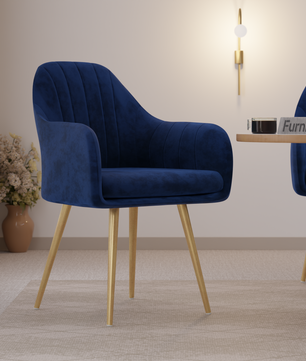 FurniVo Milano Velvet Comfort Dining Chair with Deep Cushion Seating, Strong Wooden Frame & Metal Support Legs for Dining, Living Room, Bedroom, Balcony & Office |