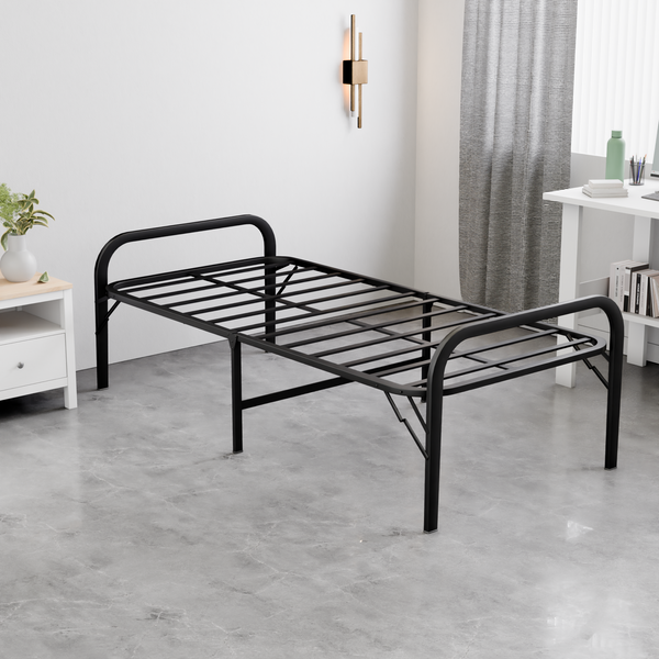 beAAtho® Metal Folding Single Bed Without Mattress | Guest Bed | Easily Storable Bed | Space Saving Single Bed | Sturdy Bed Frame (2.5ft x 6ft)