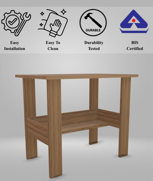 beAAtho Spectrum Desk - Multipurpose Workstation for Home, Office, or Study, Engineered Wood with Large Spacious Top, Open Shelf Storage, Durable & Tested for Strength, Easy to Assemble.(Beige)(DIY)