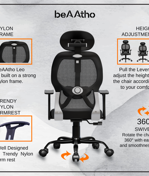 Leo Ergonomically Adjustable Executive High Back Mesh Home & Office Revolving Chair with 3 Years Warranty