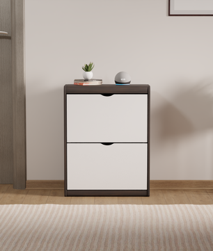 beAAtho® Zento Shoe Cabinet with Tilt-Out Drawers | 2 DOOR | Modern Wooden Shoe Organizer for Home & Office | Durable & Elegant | DIY |