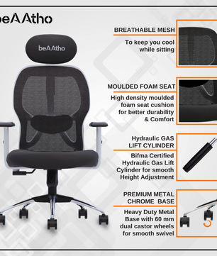 Leo Ergonomically Adjustable Executive High Back Mesh Home & Office Revolving Chair with 3 Years Warranty