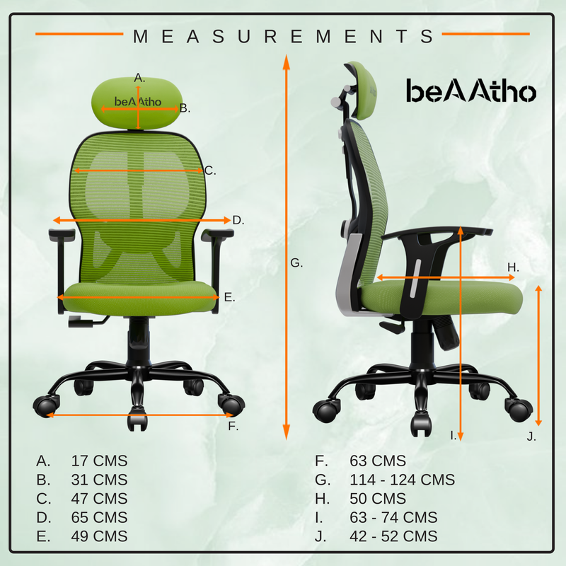 beAAtho® Leo Ergonomically Adjustable Executive High Back Mesh Home & Office Revolving Chair with 3 Years Warranty