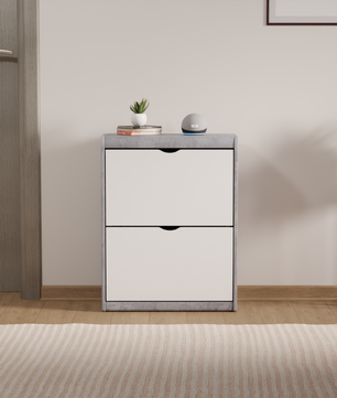 beAAtho® Zento Shoe Cabinet with Tilt-Out Drawers | 2 DOOR | Modern Wooden Shoe Organizer for Home & Office | Durable & Elegant | DIY |
