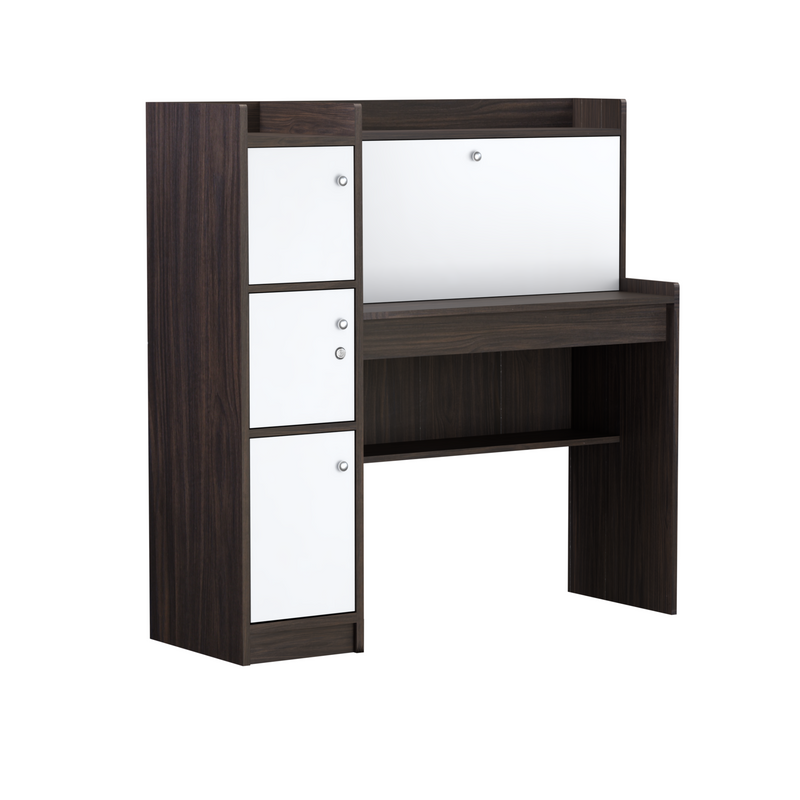 beAAtho Altex Multi-Storage Study & Work Desk | Walnut White