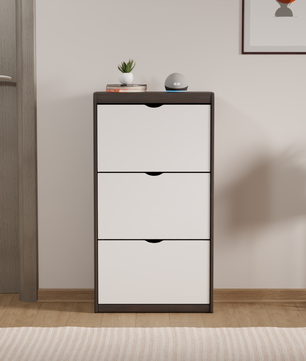 beAAtho® Zento Shoe Cabinet with Tilt-Out Drawers | 3 DOOR | Modern Wooden Shoe Organizer for Home & Office | Durable & Elegant | DIY |