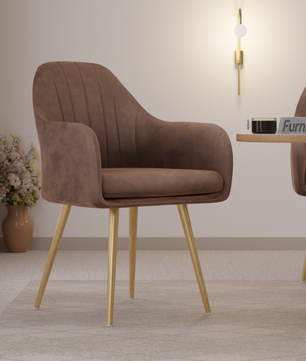 FurniVo Milano Velvet Comfort Dining Chair with Deep Cushion Seating, Strong Wooden Frame & Metal Support Legs for Dining, Living Room, Bedroom, Balcony & Office |