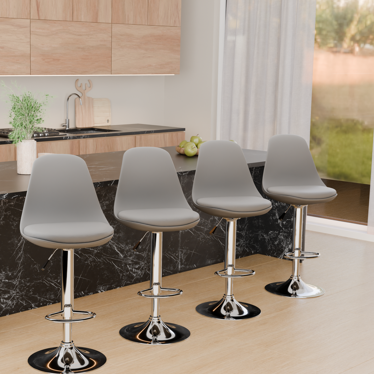 beAAtho Orbit Height Adjustable Bar Stool Chair | 360° Revolving Swivel Bar Chair with Footrest | Modern Kitchen Counter Stool for Home, Cafe & Office
