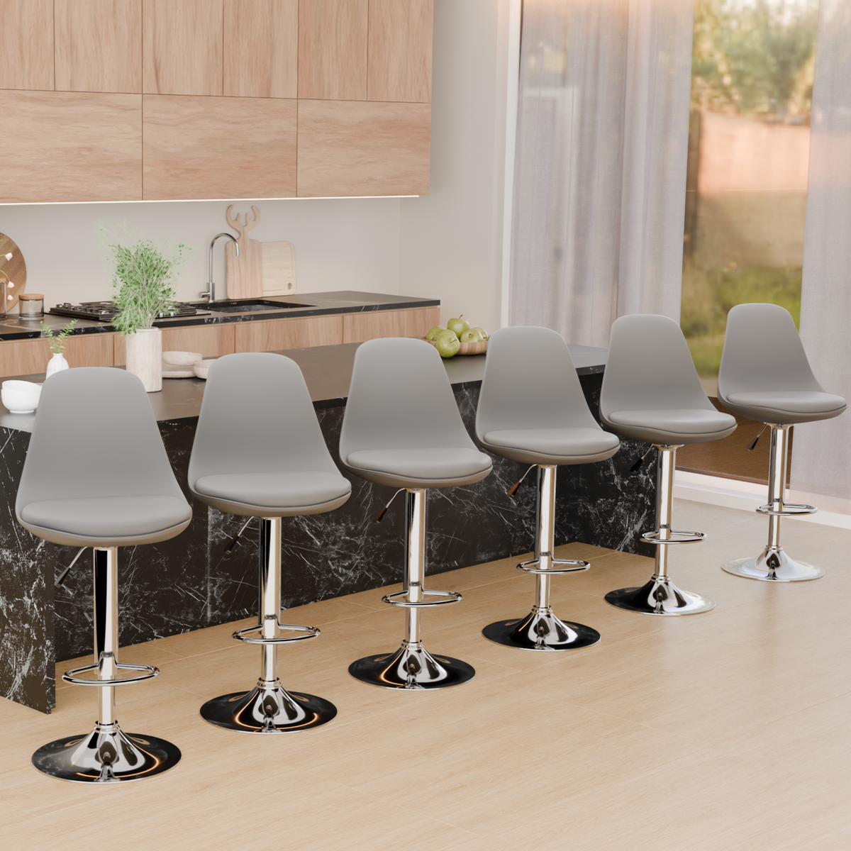 beAAtho Orbit Height Adjustable Bar Stool Chair | 360° Revolving Swivel Bar Chair with Footrest | Modern Kitchen Counter Stool for Home, Cafe & Office