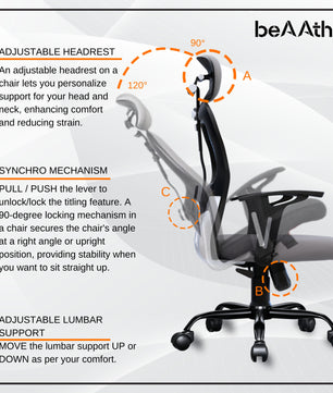 Leo Ergonomically Adjustable Executive High Back Mesh Home & Office Revolving Chair with 3 Years Warranty