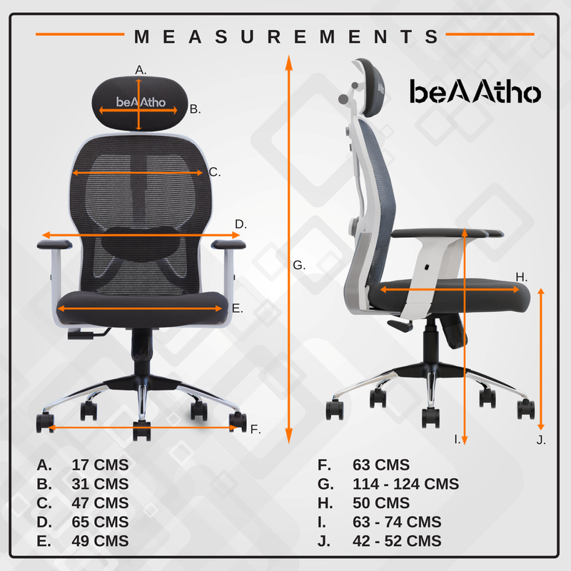 beAAtho® Leo Ergonomically Adjustable Executive High Back Mesh Home & Office Revolving Chair with 3 Years Warranty