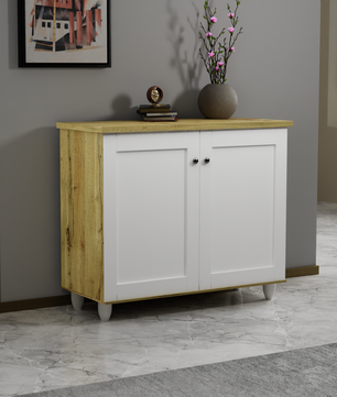beAAtho Luno | Multipurpose Storage Rack – Plain Moulded Doors | Anti-Termite Engineered Wood | DIY Assembly | Wonton Oak - Beige