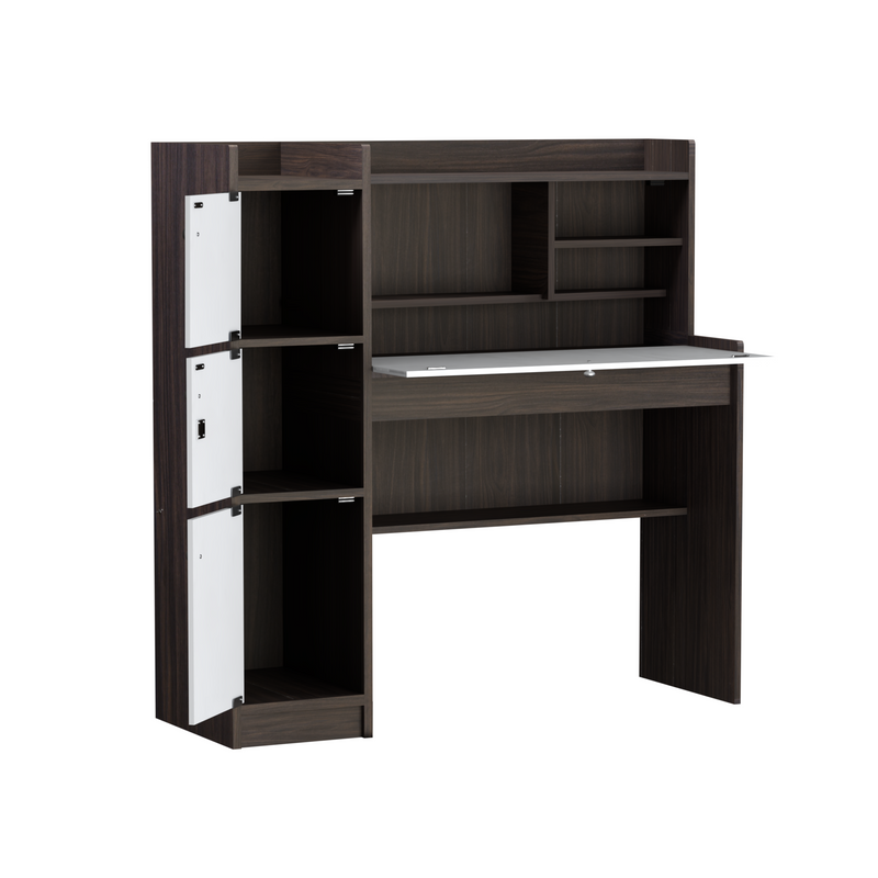 beAAtho Altex Multi-Storage Study & Work Desk | Walnut White