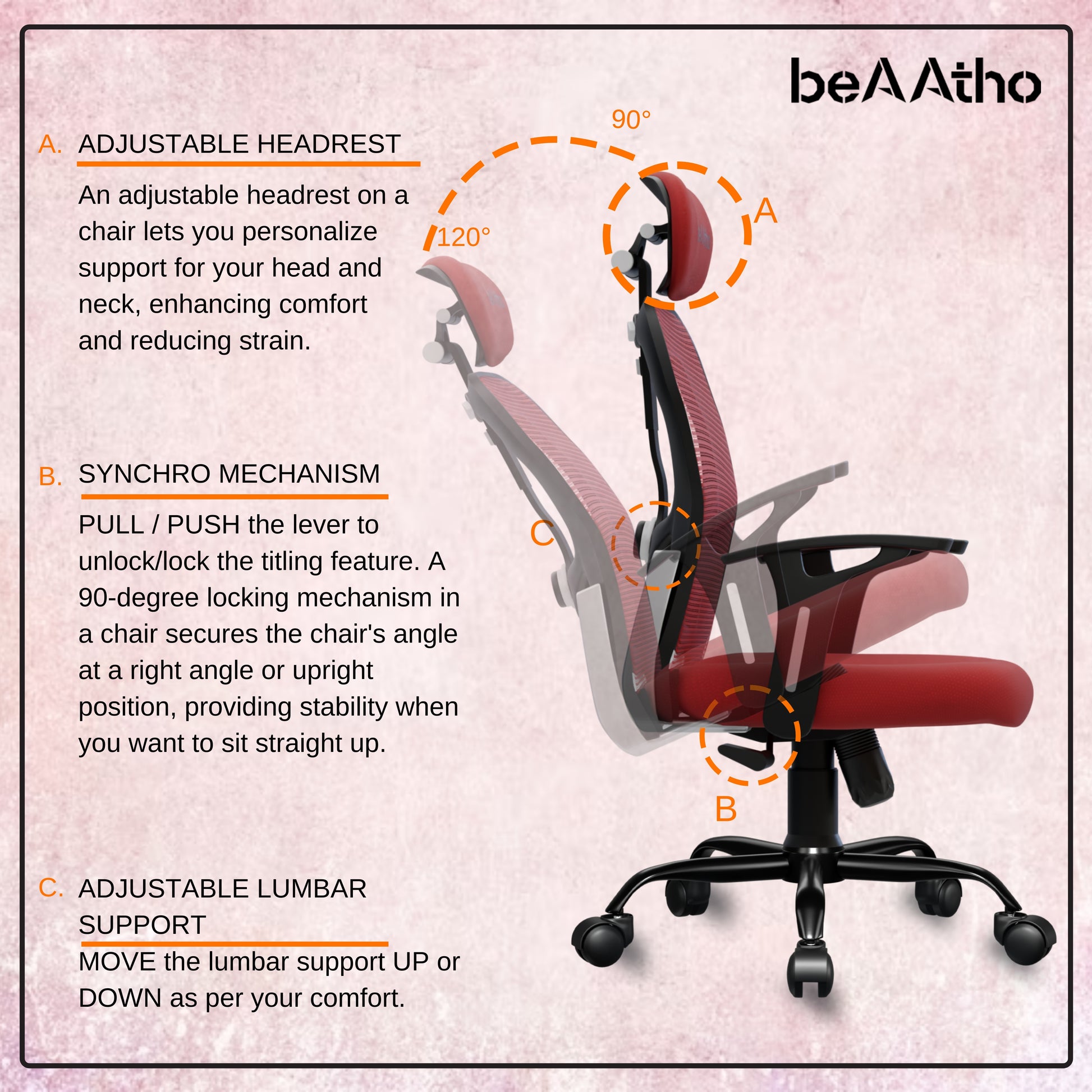 Leo Ergonomically Adjustable Executive High Back Mesh Home & Office Revolving Chair with 3 Years Warranty