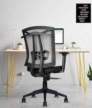 Irish Mesh Mid Back | 3-Year Warranty | Ergonomic Office Chair with Adjustable 3D Arms, 2D Lumbar Support & Coat Hanger