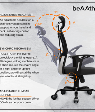 Leo Ergonomically Adjustable Executive High Back Mesh Home & Office Revolving Chair with 3 Years Warranty
