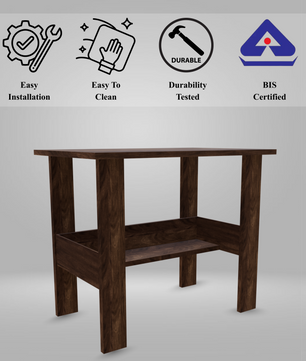 beAAtho Spectrum Desk - Multipurpose Workstation for Home, Office, or Study, Engineered Wood with Large Spacious Top, Open Shelf Storage, Durable & Tested for Strength, Easy to Assemble.(Beige)(DIY)