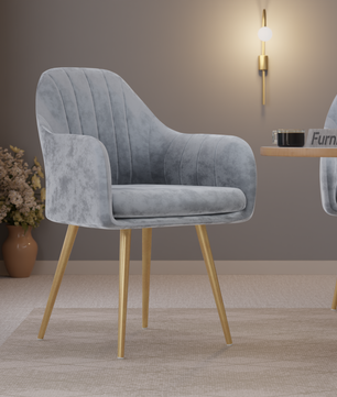 FurniVo Milano Velvet Comfort Dining Chair with Deep Cushion Seating, Strong Wooden Frame & Metal Support Legs for Dining, Living Room, Bedroom, Balcony & Office |