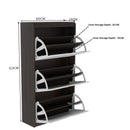 beAAtho® Zento Shoe Cabinet with Tilt-Out Drawers | 3 DOOR | Modern Wooden Shoe Organizer for Home & Office | Durable & Elegant | DIY |