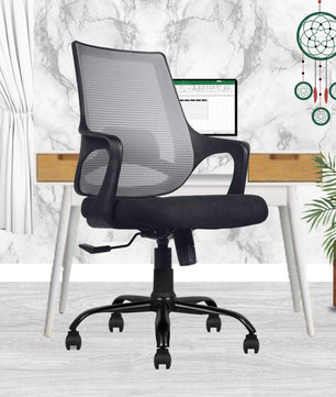 Grace Ergonomic Mesh Mid Back | 3-Year Warranty | Revolving Study Office Chair with Heavy Duty Metal Base