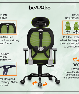 Leo Ergonomically Adjustable Executive High Back Mesh Home & Office Revolving Chair with 3 Years Warranty