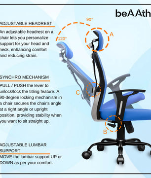 Leo Ergonomically Adjustable Executive High Back Mesh Home & Office Revolving Chair with 3 Years Warranty